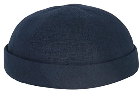 HANSEHELD Docker Cap Leinen Blau Kurz Flach Segler Sailor Cap 60 | Seemannsmütze | Dockermütze | Sommer | Docker Hut | Made in Germany