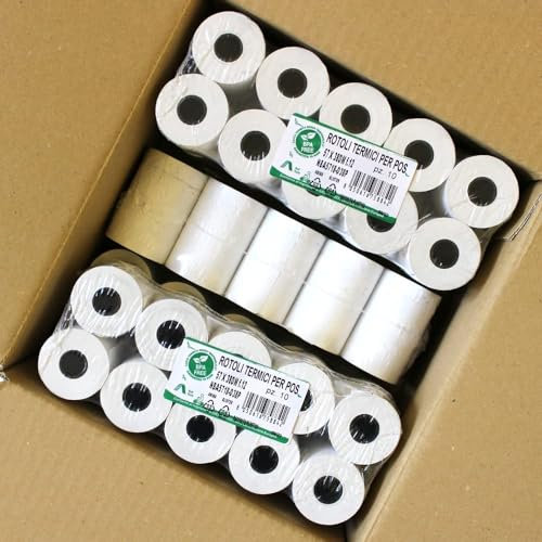 60 rouleaux Pos 57 mm x 18 m x 12 mm - Rouleaux Pos de Papier Thermique - Caisse enregistreuse - Reçus ATM Rouleaux pour Terminal Pos et Paiement Électronique