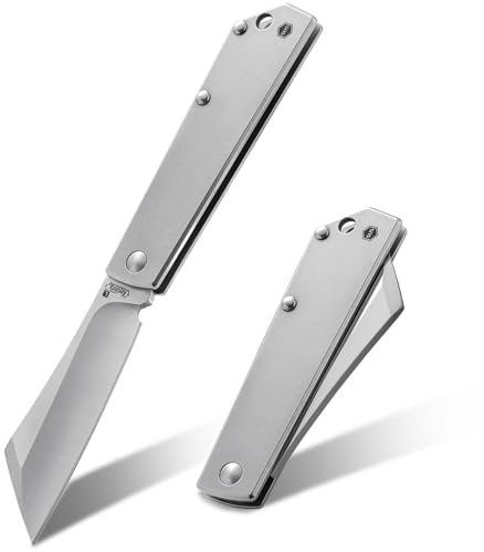 KeyUnity KK03L petit couteau pliant couteau à lame fixe, couteau de poche EDC en acier inoxydable pour hommes et femmes