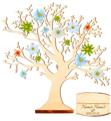 OXYEFEI Geldbaum aus Holz mit Gravur,Holzbaum beschriftet Mit Personalisiert Namen und Datum,Geldgeschenk zur Hochzeit, Deko, Geschenkidee für Mädchen und Jungen,Lebensbaum aus Holz (Holzfarbe3)