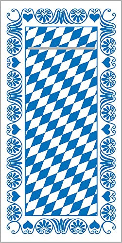 Sovie HORECA Besteckserviette | Bavaria Raute | 40x40 cm | 75 STK Tissue-Deluxe | Wiesn Festzelt Bayrisch (Blau)