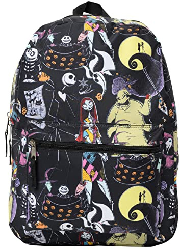 Disney Nightmare Before Christmas 16 Laptop Backpack Cargo Jack Skellington AOP, Black, 16, Front Pocket