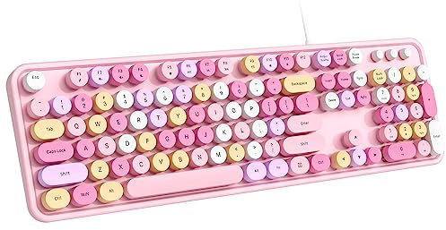 Dilter Clavier filaire 104 touches pour machine à écrire - Clavier de bureau USB Plug and Play avec pavé numérique, indicateurs de casquettes, supports pliables pour Windows, PC, ordinateur portable,