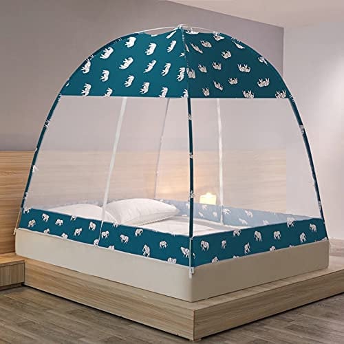 OKUOKA Betthimmel, Pop-Up-Schlafzimmer, Moskitonetz, Polyester-Vorhänge, faltbar, Anti-Mücken-Universal-Campingzelt, einfach aufzubauen, Bett, Elefant, für 1,2 m Bett
