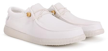 WALK IN PITAS | WP150 WALLABI Washed | Mocasines de Hombre | Náuticos Casual | Zapatillas de Verano | Zapatos de Hombre Casuales y Cómodos | Zapatos de PITAS para Hombre | Blanco 43