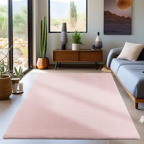 Carpetsale24 Tappeto per Soggiorno 60x110 cm Rosa Lavabile e Antiscivolo, Design Moderno - Tappeto Extra Morbido e Fluffy per Corridoio, Cucina, Camera da Letto e Cameretta