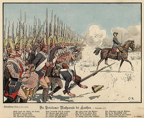 MSTECO Leinwand Bilder Kunstdrucke Abstrakt Poster Berühmtes Gemälde Preußische Infanterie in der Schlacht bei Leuthen von Carl Rochling für Wohnzimmer 60x90cm