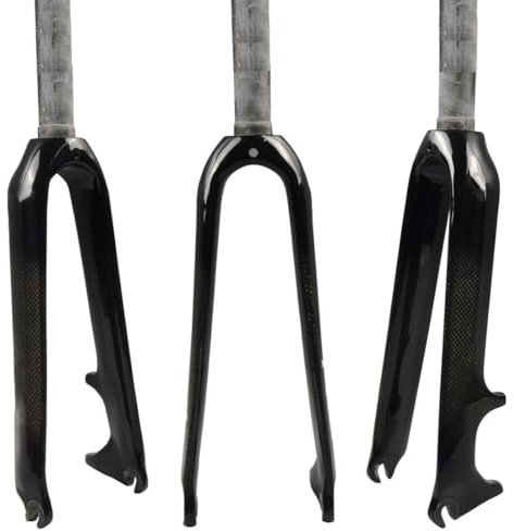 HIMALO Carbon Bike Rigid Fork 14/16/18/20/22 Inch BMX Fork 1-1/8'' Straight Tube QR Disc Brake Front Fork 74mm/100mm Lightweight (Color : Glossy, Size : 16''-100mm)