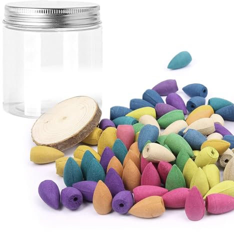 Rückfluss Räucherkegel 50 Stück Natürliche Handarbeit Düfte Wasserfall Weihrauch Rose Tulpe Jasmin Lavendel Rose für Rückfluss Räuchergefäß Halter Natürlich