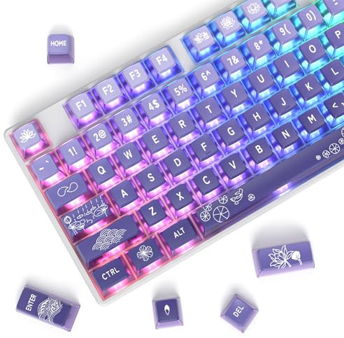 PBT-Tastenkappen für mechanische Tastatur, Guffercty kred Pudding, 75 %, Punk-Stil, 120 Tastenkappen, transparent, ASA-Profil, mit Ersatz-Tastenkappen, US-Layout, für 60, 68, 82, 87 und 104, Design