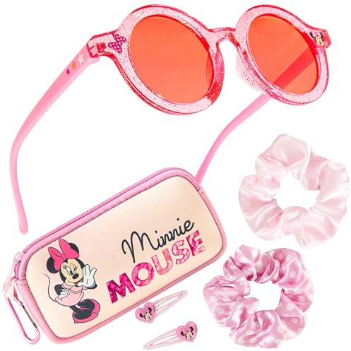 Disney Occhiali da Sole Bambina Protezione UV con Borsette e Accessori Capelli Set - Regalo per Ragazze (Rosa Minnie)