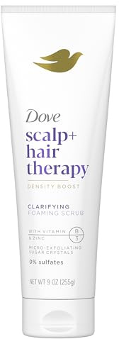 Dove Density Boost Clarifying Foaming Scrub Scalp + Hair Therapy for gentle scalp exfoliation, with Vitamin B3, Zinc and 0% sulfates, 9 oz