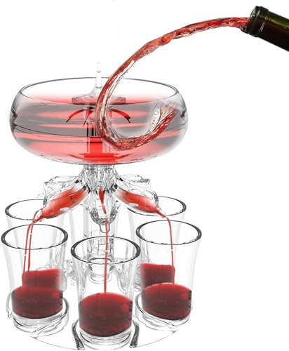 Party Drink Dispenser - Touchless Luminescent Shot Glass Dispenser with Shot Glasses Set of 6, Acrylic Beer Dispenser for Cocktail Juice Whiskey, Fun Bar & Home Accessories