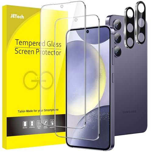 JETech Screen Protector for Samsung Galaxy S24+ / S24 Plus 6.7-Inch with Camera Lens Protector, Tempered Glass Film, Fingerprint ID Compatible, HD Clear, 2-Pack Each