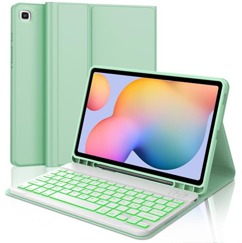Teclado para Samsung Galaxy Tab S6 Lite 2022/2020 10,4 pulgadas, funda con teclado italiano retroiluminación Bluetooth magnética extraíble para sumsung S6 Lite (SM-P610/P615/P613/P619), verde claro