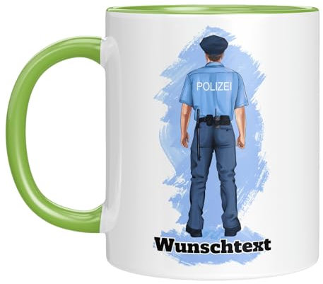 TassenTicker - Personalisierte Kaffeetasse für Polizisten - Polizei - Tasse als Geschenk - Kollegen - Beruf - Dankeschön - Geschenkidee - Geburtstagsgeschenk (Grün)