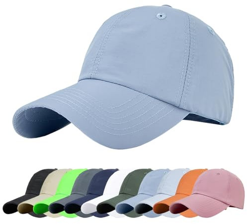 Baynetin Baseball Cap, Atmungsaktive Freizeit UV Baseballmütze Sport Cap Verstellbar Basecap, Sonnenschutz Baseballkappe (Nebelblau)