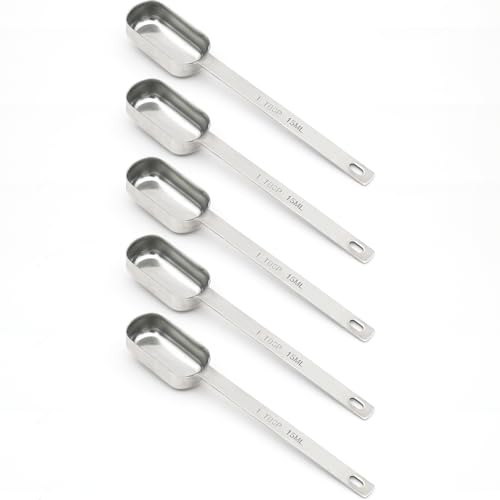 5PCS 1TBSP(15ML) Measuring Spoon, Stainless Steel Long Handle Teaspoons