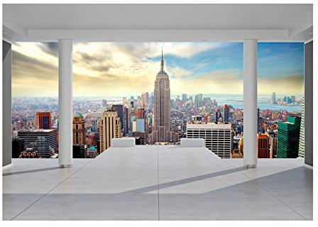 murando - Vlies Fototapete NEW YORK 150x105cm Foto tapete Schlafzimmer Wohnzimmer Vliestapete XXL Wandtapete Motivtapeten 3d Effekt Wand Dekoration - Stadt City Skyline View Usa Blau Architektur
