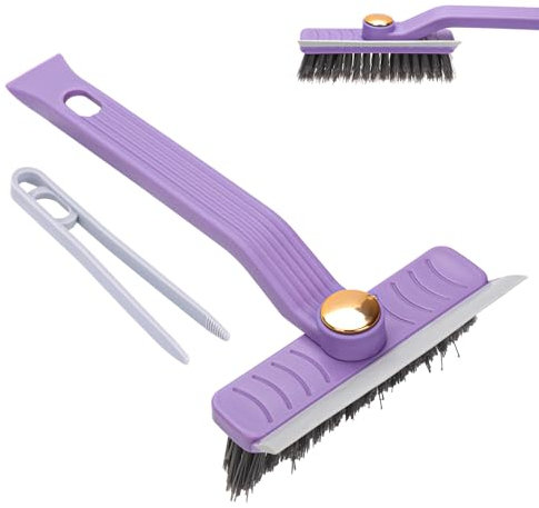 Cepillo para Limpieza de Huecos Multifunción, Cepillo de Limpieza de Grietas de 360 Grados Cepillo de Limpieza de Grietas de Cerdas Duras Cepillo para Rincones para Baño Hogar Cocina(Púrpura)