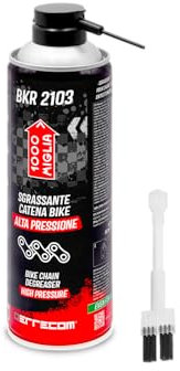 Errecom 1000 Miglia BKR 2103 Spray Dégraissant pour Chaîne et Cassette de Pignons pour Vélo/Moto Haute Pression+Brosse à Poils Durs utilisable aussi avec connexion directe sur la bombe aérosol, 500ml