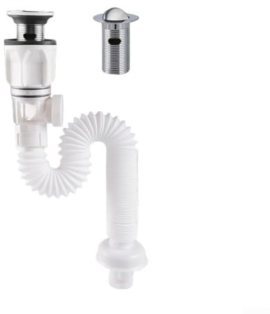 SPORTARC Tuyau d'évacuation flexible pour déodorant de lavabo, télescopique 300-900 mm, blanc