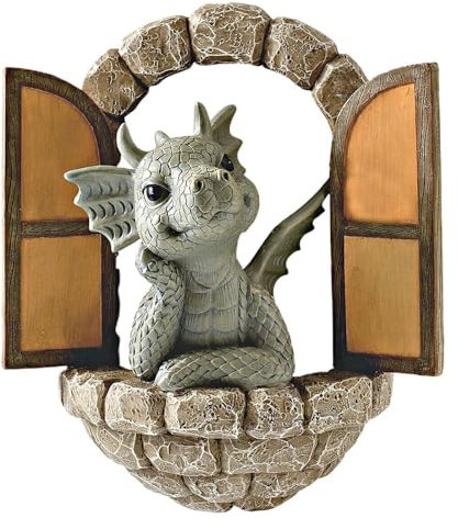 Schöne Hof Drachenskulptur,Gartendrachen fiiguren Deko Drache Gartenfigur Polyresin Garten Drachen Figuren Statue Gartendrachen Figuren Deko für Bäume Garten Terrasse Und Hof