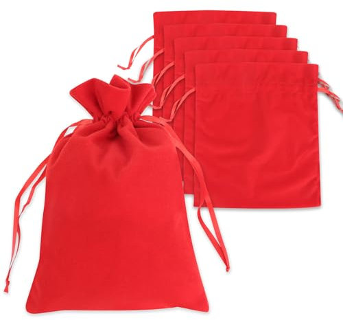 Weihnachten 6 Stück-Weihnachtstüten Wiederverwendbare Stoff, Geschenkbeutel für Schmuck, Basteln, Geburtstag, Hochzeit, Party, Feiertagsgeschenk, Geschenktaschen 25 x 30 CM