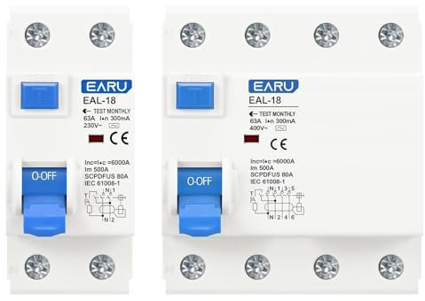 Diferencial Auto Rearmable Interruptor diferencial de seguridad con disyuntor electromagnético de corriente residual de CA, tipo 2P, 4P, 10/30/100/300 mA Diferencial Auto Rearmable(10mA,4P 40A)
