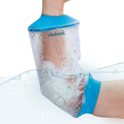 vitalseal - Protector Picc Brazo Ducha Impermeable, Cubre Vendaje Catéter Adulto Piscina, Funda Codo Adaptable, Manguito Reutilizable Heridas Quemaduras Tatuajes Suave