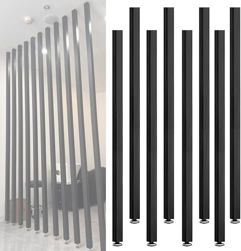Raumteiler Trennwand, Paravent Raumtrenner Aluminium-Sichtschutz-Säulengitter, Raumteiler für Wände vom Boden bis zur Decke, Trennsäulen für Sichtschutz, quadratische, moderne schwarze Lamellen-Trennw
