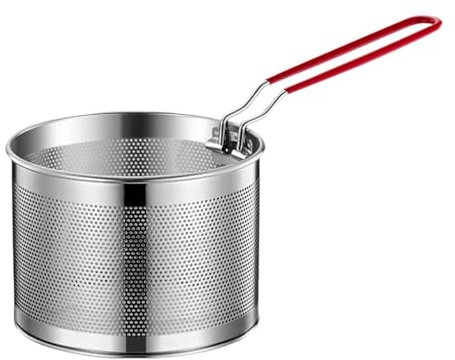 Sharplace Stainless Steel Deep Fryer Basket Kitchen Fry Basket Multifunction Deep Frying with Handle for French Fries Spaghetti Serving, 18cm