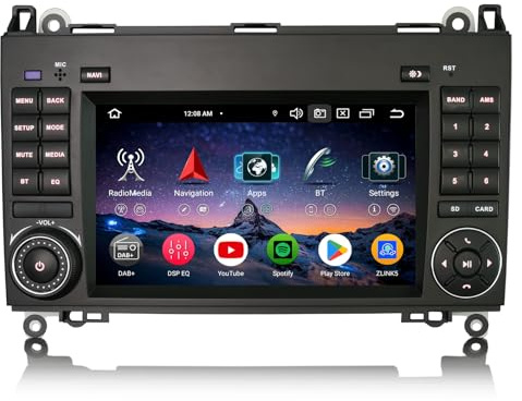 Erisin 7 Zoll 8-Kern 4GB+64GB Android 16 Autoradio Bluetooth GPS Navi für Mercedes A-Klasse W169 B-Klasse W245 Viano Vito Sprinter VW Crafter Canbus CarPlay Android Auto WiFi 4G DSP DAB+ DVB-T2 SWC