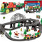 Weihnachtszug-Set für Kleinkinder, Elektrisches Zugspielzeug für Holzschienen, Batteriebetriebener Spielzeugzug mit Musik & Beleuchtung, Motorisierter Zug kompatibel mit Brio, Thomas & Seine Freunde