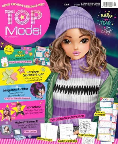 TOPModel Magazin 1/2025 Januar-Ausgabe mit bunten Stickern zum Basteln & Dekorieren!