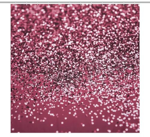 FJQWKLF Burgundy Red Glitter Shower Curtain Set, Waterproof Shower Curtain Liner for Bathroom Bathtub Decor, with 12 Hooks, 72 x 72inch
