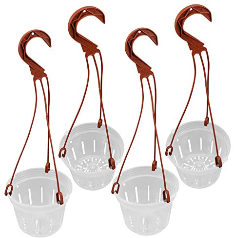 Kisangel Lot De 4 Pots De Fleurs Suspendus en Plastique avec pour Balcon Petits Pots De Fleurs Décoratifs pour Lys De La Paix Menthe Orchidées