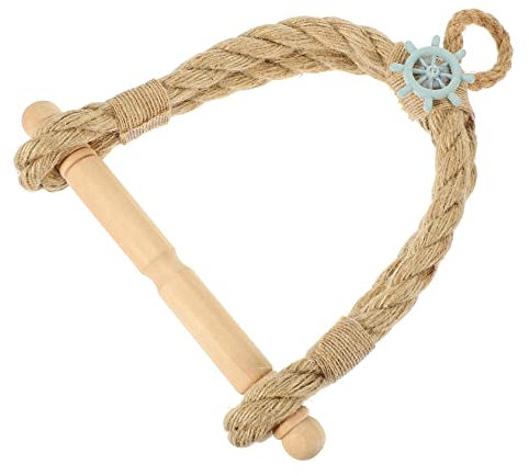 PRETYZOOM Papierrollenhalter Zum Aufhängen Aus Holz Und Rattan Badezimmer-papierständer Wand-papierhalter Im Mediterranen Stil Für Küche Und Bad