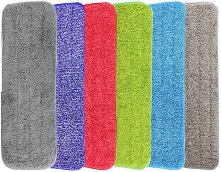 Mokaskaidj 6 Piezas Recambio Mopa, 41×14.5cm Microfibra de Repuesto para Mopa, Recambios de Mopa Lavables y Reutilizables (Multicolor) para Limpieza de Pisos Azulejos
