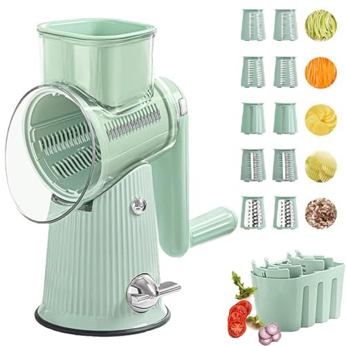 Rallador Rotatorio Whimsyard,rallador Rotatorio De Queso 5 En 1 Whimsyard,cortador De Verduras,rallador Rotatorio 5 En 1 Preservea,rallador Rotatorio De Queso,picador De Alimentos (Verde)