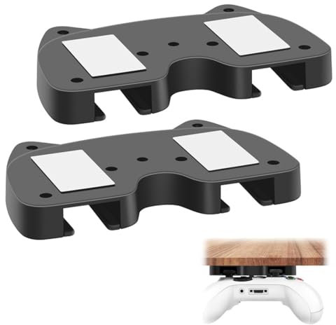 OUDQFCJ 2 Pcs Soporte para Mando PS 5 / PS 4 bajo el Escritorio - 2 Métodos de Fijación Pegar o Atornillar Base Horizontal para Play Controller Negro