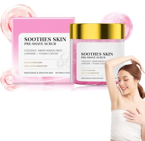Hair Removal Pre-Shave Scrub Für Frauen – Peeling-Scrub Gegen Eingewachsene Haare, Sanftes-Peeling, Vorshave-Exfoliator Für Glattere Haut, Tiefenreinigend & Erfrischend, 60g