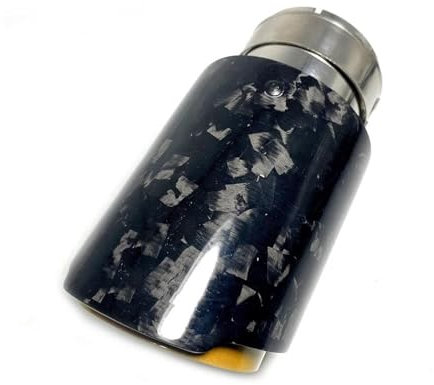 DZSQTUND Auto Auspuffblende 1 Stücke Glänzend Geschmiedet Carbon Faser + Goldene Edelstahl Schalldämpfer Spitze Universal Auspuffrohr Auspuff Schalldämpfer(ID 54-OD 101)