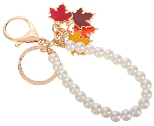 SOLUSTRE Autoschlüsselanhänger Armbänder Thanksgiving Day Schlüsselanhänger Blattteich Schlüsselanhänger Ahornblatt Anhänger Kunstperlen Schlüsselanhänger Kanada Schlüsselanhänger