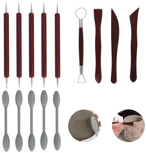 Modellierwerkzeug und Textur Werkzeug Set, 15 Stück Töpferwerkzeug Werkzeug DIY Grabstichel Kit, Polymer Clay Sculpting Ton Tools Modellierwerkzeuge Set für Modellbau Schnitzarbeiten Kerzenherstellung