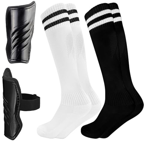 SHOWHEEL Schienbeinschoner Kinder Fussball mit 2 Stutzen Kinder Fußball | Lange Fußball Socken 5-12 Jahren,Schienbeinschonerhalter,Sport Schienbeinschutz für Jungen Und Mädchen