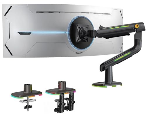 NB Ergonomic Braccio Monitor per da 32 a 60 Pollici Schermo Piatti Ultrawide Curvi, RGB Supporto per Monitor Resistente Carico fino a 20 kg VESA 75&100 mm (Nero)