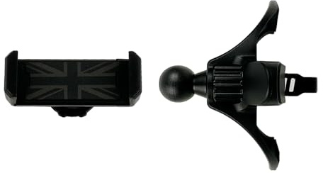 MCOAORN Car Phone Holder, for Mini Cooper R50/R52/R53 Phone Mount - Circular Air Vent Phone Holder for iPhone & Smartphones, Hands-Free Grip (Black Union Jack)