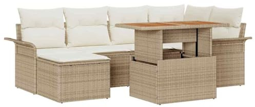 vidaXL Garten-Sofa-Set 7 STK. Beige Poly Rattan