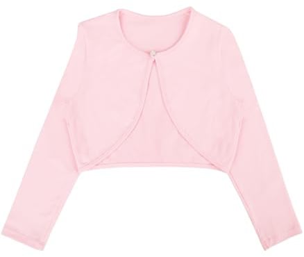 BALAYSIER Ballett Jacke für Mädchen Langarm Ballettjacke Kinder Rundhalsausschnitt mit Knöpfen Tanztops für Tanztraining Gymnastik(Rosa,130)
